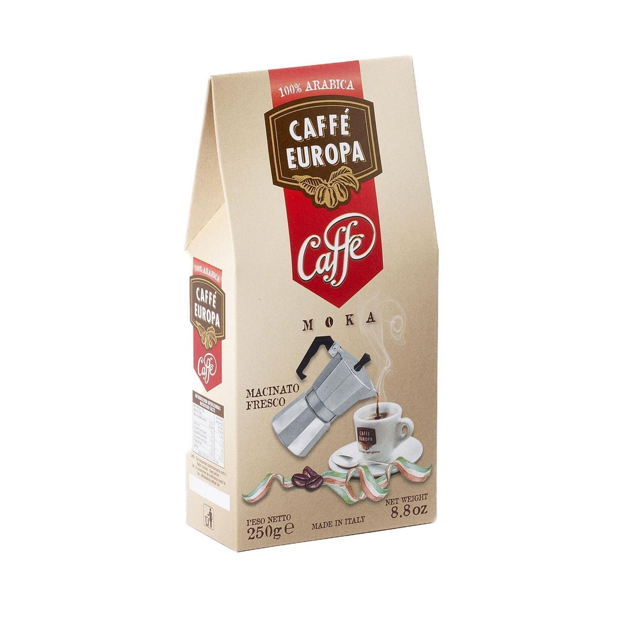 Caffè Europa - 250g Caffè Macinato per Moka 100% Arabica Tostatura  Artigianale