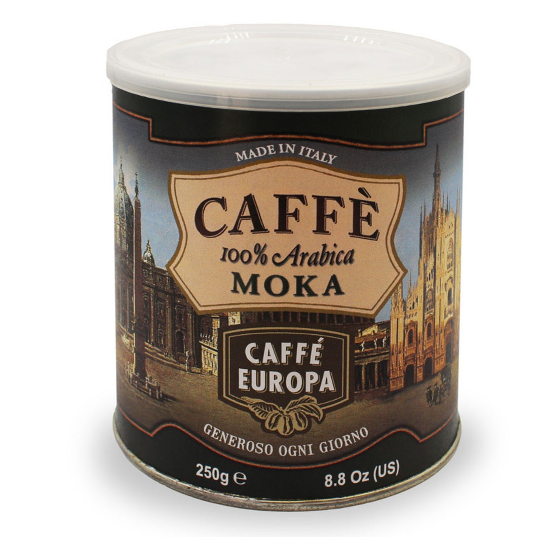 Caffè Europa - 250g Lattina Salva Aroma Caffè Macinato Moka 100% Arabica - Collezione Città Italiane 