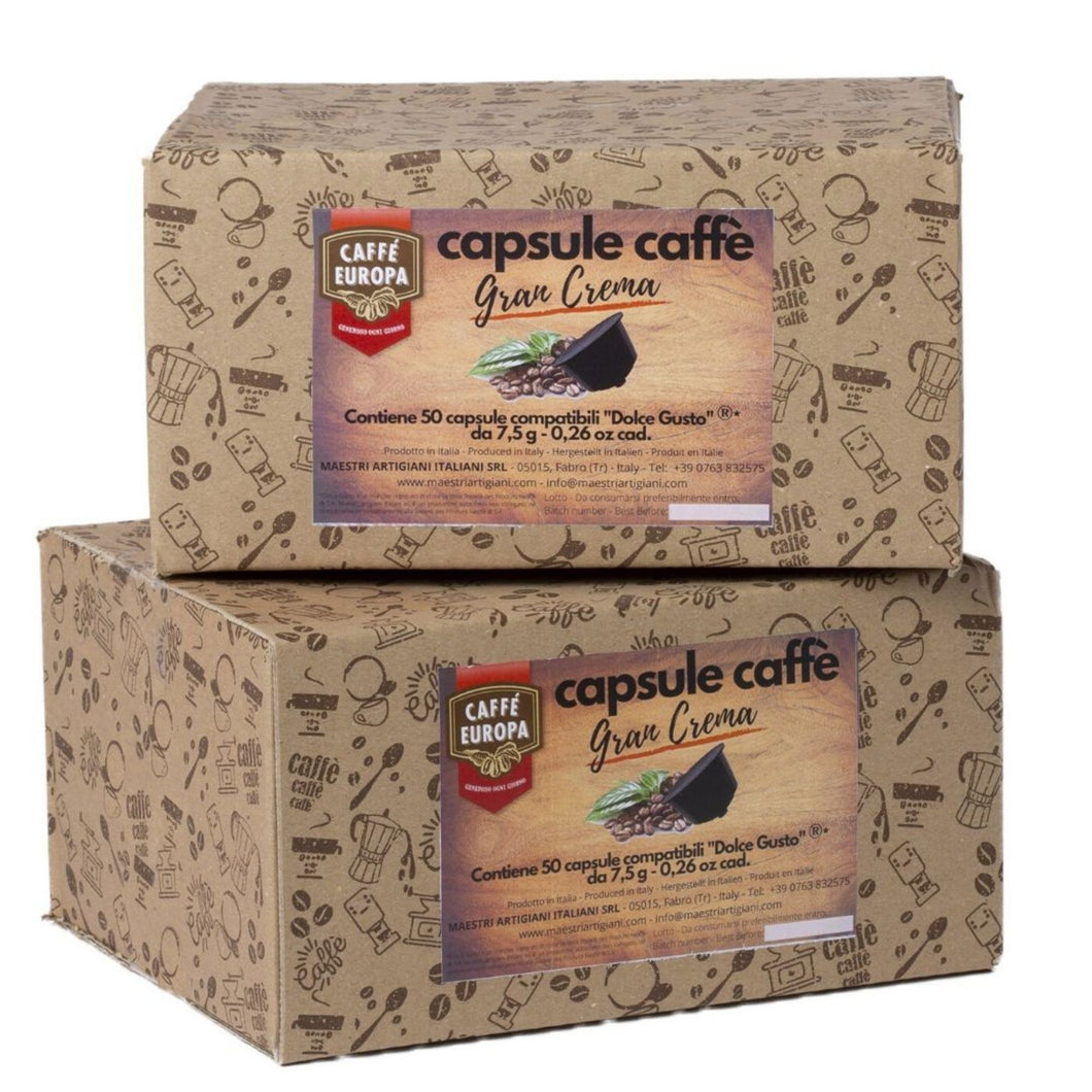 Caffè Europa - 100 Capsule Caffè Gran Crema compatibili Nescafé®*Dolce Gusto®*