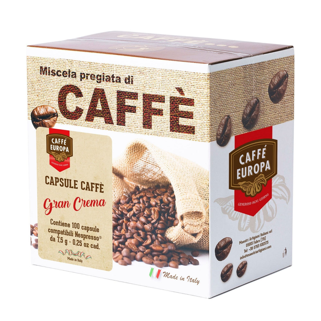 Caffè Europa - 100 Capsule Caffè Gran Crema compatibili Nespresso®*