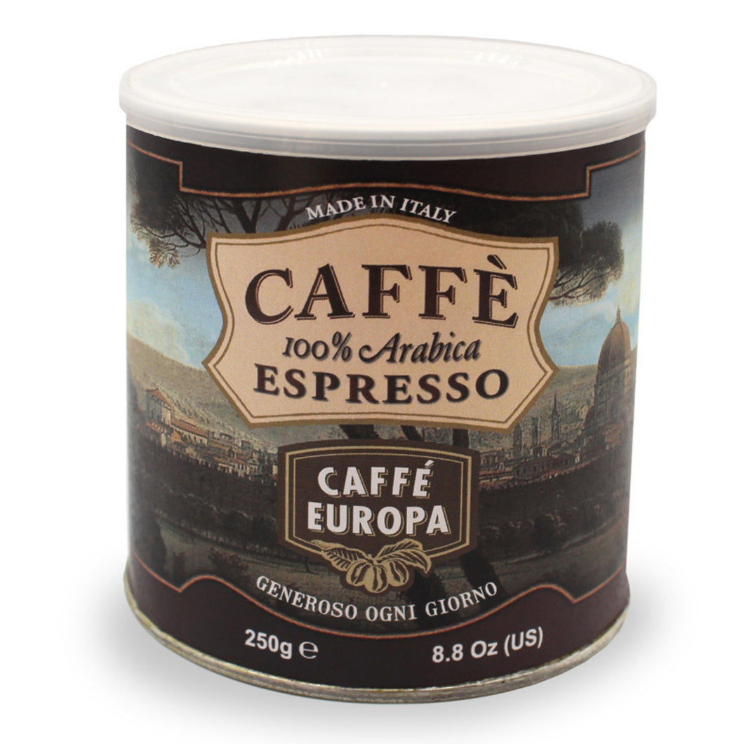 Caffè Europa - 250g Lattina Salva Aroma Caffè Macinato per Espresso 100% Arabica - Collezione Città Italiane 