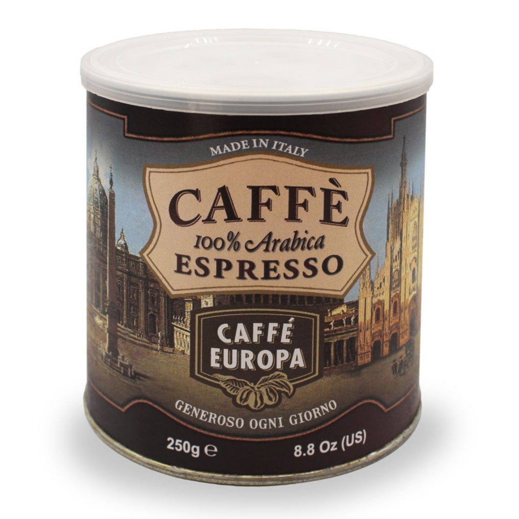 Caffè Europa - 250g Lattina Salva Aroma Caffè Macinato per Espresso 100% Arabica - Collezione Città Italiane 