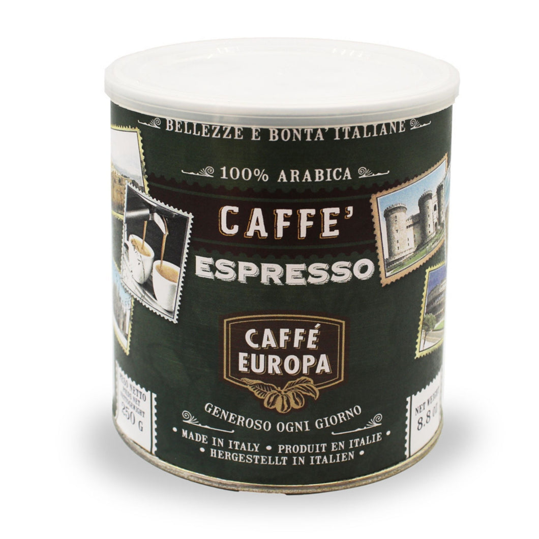Caffè Europa - 250g Lattina Salva Aroma Caffè Macinato per Espresso 100% Arabica - Collezione Francobolli versione Verde