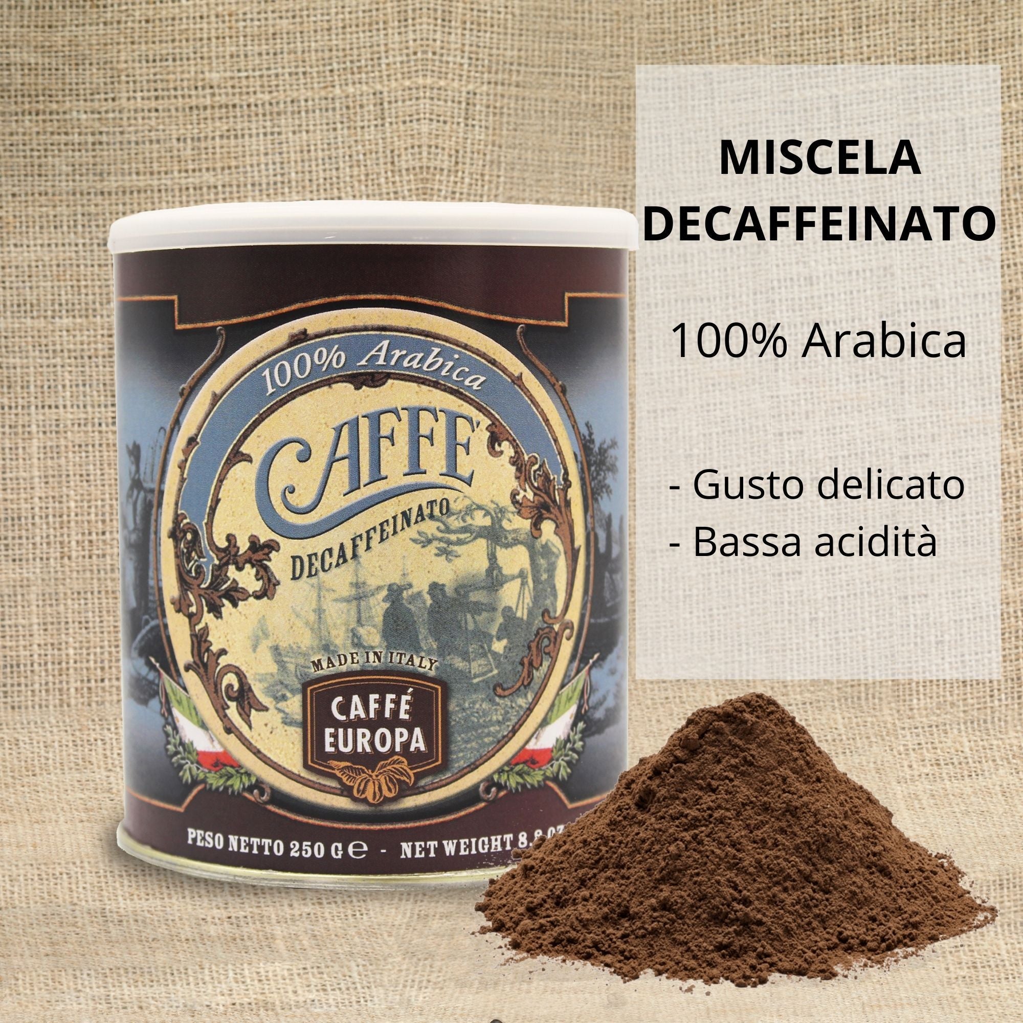 Caffè Europa - 250g Caffè Macinato Decaffeinato 100% Arabica